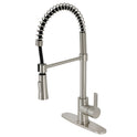 Kingston Sona LS8678CTL - Continental Single-Handle 1-Hole Deck Mount Pre-Rinse Kitchen Faucet, Brushed Nickel