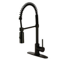 Kingston Sona LS8770DL - Concord Single-Handle 1-Hole Deck Mount Pre-Rinse Kitchen Faucet, Matte Black