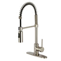 Kingston Sona LS8778DL - Concord Single-Handle 1-Hole Deck Mount Pre-Rinse Kitchen Faucet, Brushed Nickel