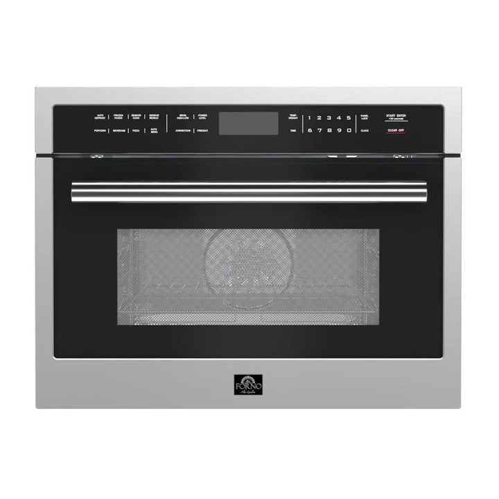 FORNO Espresso Capoliveri 24" 1.2 cu. ft. Built-In Microwave Drawer in Black with Antique Brass Handles, FMWDR3000-24BLK Forno