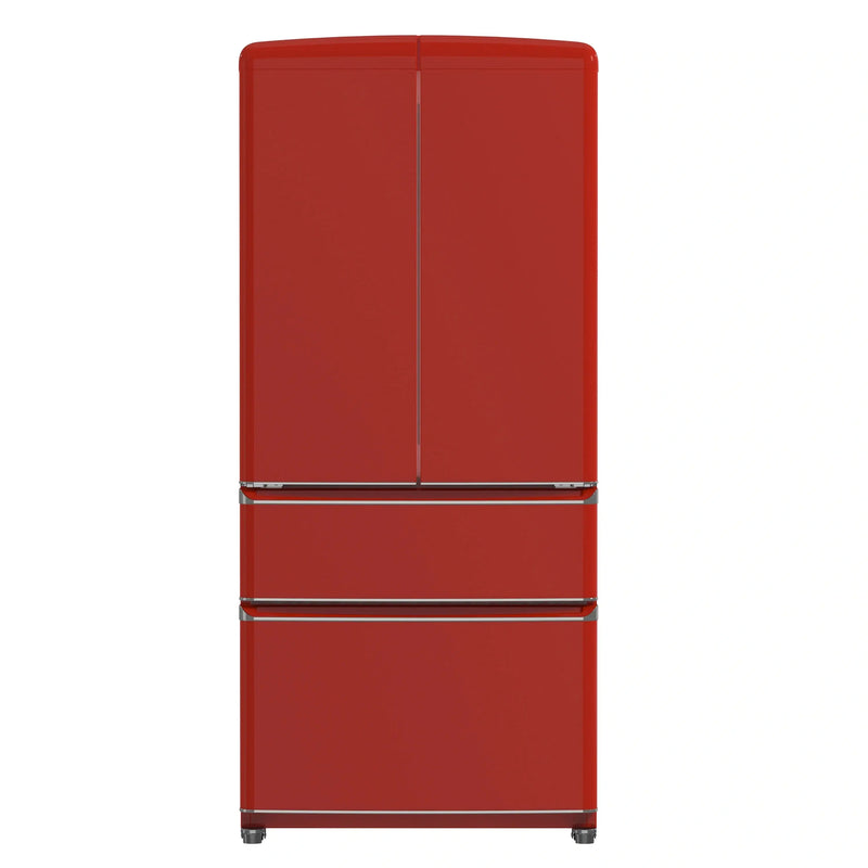 Forno Luigi 33-Inch 18 cu.ft. French Door Refrigerator in Red with Antique Brass Handles (FFFFD1791-33RED) Forno