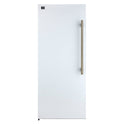 Forno Maderno 28-Inch Convertible Upright Freezer/Refrigerator in White with Antique Brass Handle, 13.6 cu.ft., Left Swing
