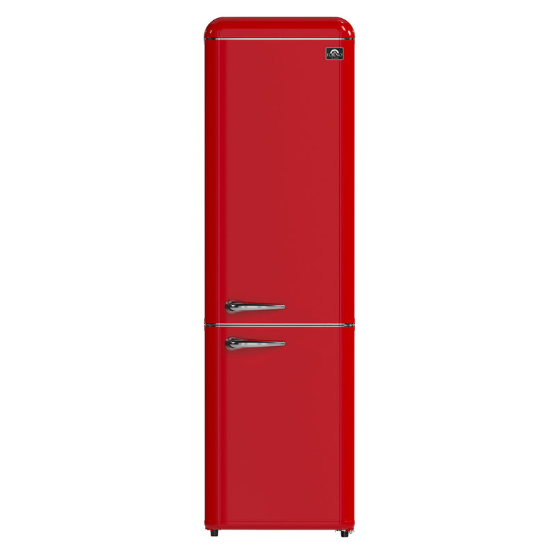 Forno Storico 22-Inch Retro bottom freezer Fridge in Red, 9 cu.ft, silver handle Forno