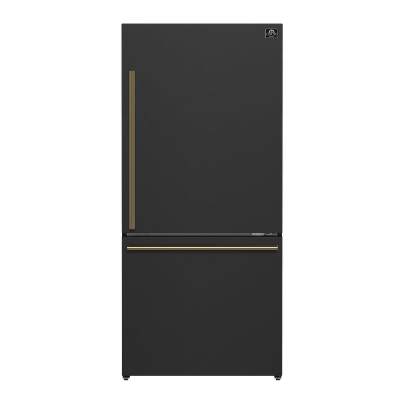 Forno Milano Espresso 31-Inch Bottom Freezer Refrigerator, Black, 17.2 cu.ft Capacity, Energy Efficient Forno