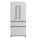 Forno Luigi 33-Inch 18 cu.ft. French Door Refrigerator in White with Antique Brass Handles