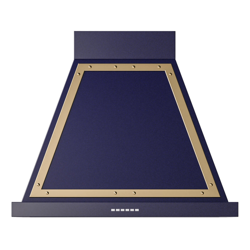 ILVE UANB30MBG Nostalgie II Noblesse 30 inch Range Hood with 600 CFM (Midnight Blue, Brass)