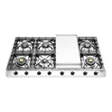 ILVE UHCP1265FNSSBLP Nostalgie II 48 inch Built-In Gas Cooktop with 8 Burners, Griddle, in Stainless Steel  (Liquid Propane, Burnished)