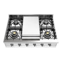 ILVE UHCP36FNSSCLP Nostalgie II 36 inch Built-In Gas Rangetop with 6 Burners and Griddle, in Stainless Steel  (Liquid Propane, Chrome)
