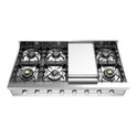 ILVE UHCP48FSSLP Professional Plus II 48 inch Built-In Gas Rangetop with Griddle, in Stainless Steel  (Liquid Propane)