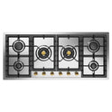 ILVE UHCPT125NSSGLP Nostalgie II 48 inch Built-In Gas Cooktop with Total Black Brass Burners, in Stainless Steel  (6 Sealed Burners, Liquid Propane, Brass)