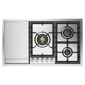 ILVE UHCPT95FSSLP Professional Plus II 36 inch Built-In Gas Cooktop with Total Black Brass Burners, in Stainless Steel  (5 Sealed Burners + Griddle, Liquid Propane)
