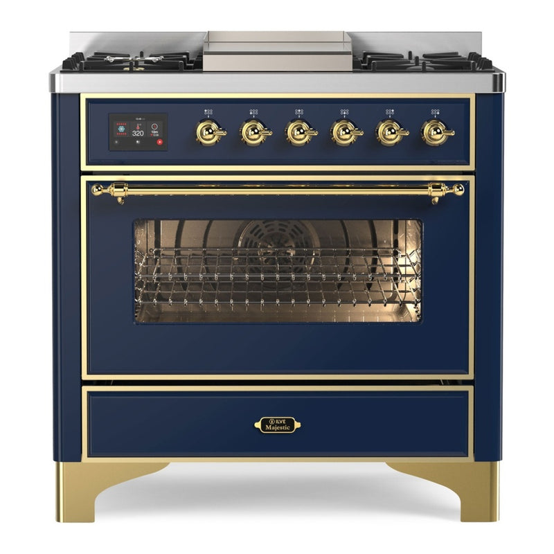 ILVE UM09FDNS3MBGLP Majestic II 36 in. Dual Fuel Range in Midnight Blue