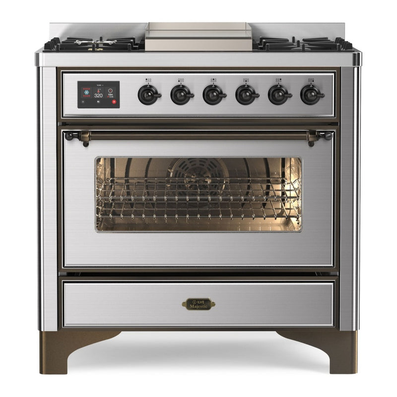 ILVE UM09FDNS3SSBLP Majestic II 36 in. Dual Fuel Range in Stainless Steel