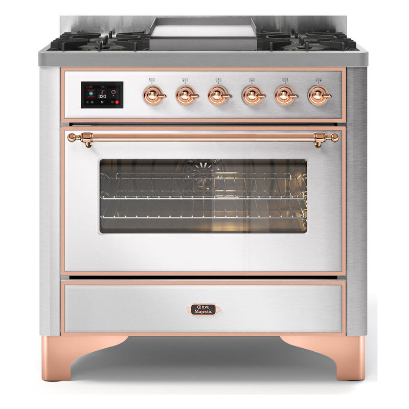 ILVE UM09FDNS3SSP Majestic II 36 in. Dual Fuel Range in Stainless Steel