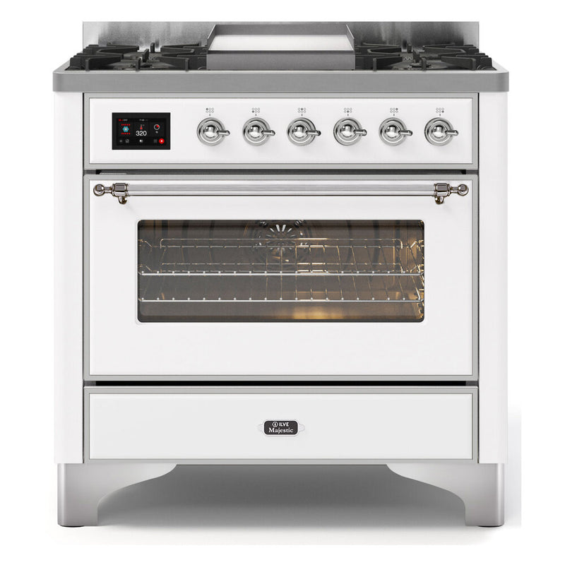 ILVE UM09FDNS3WHC Majestic II 36 in. Dual Fuel Range in White