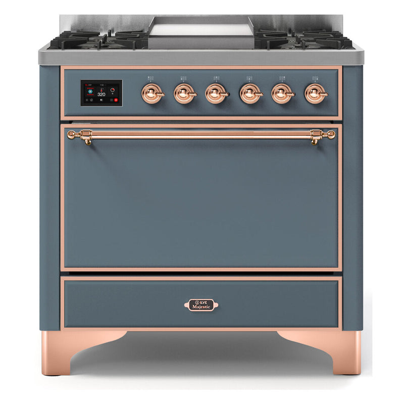 ILVE UM09FDQNS3BGPLP Majestic 36 in. Dual Fuel Range in Blue Grey