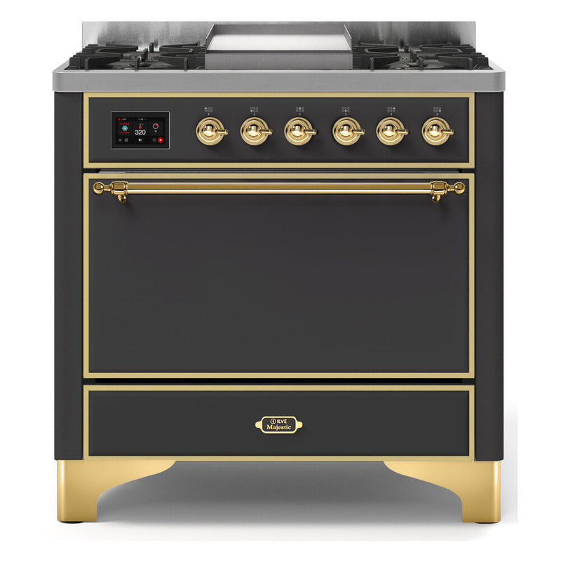 ILVE UM09FDQNS3MGG Majestic II 36 in. Dual Fuel Range in Graphite Matte