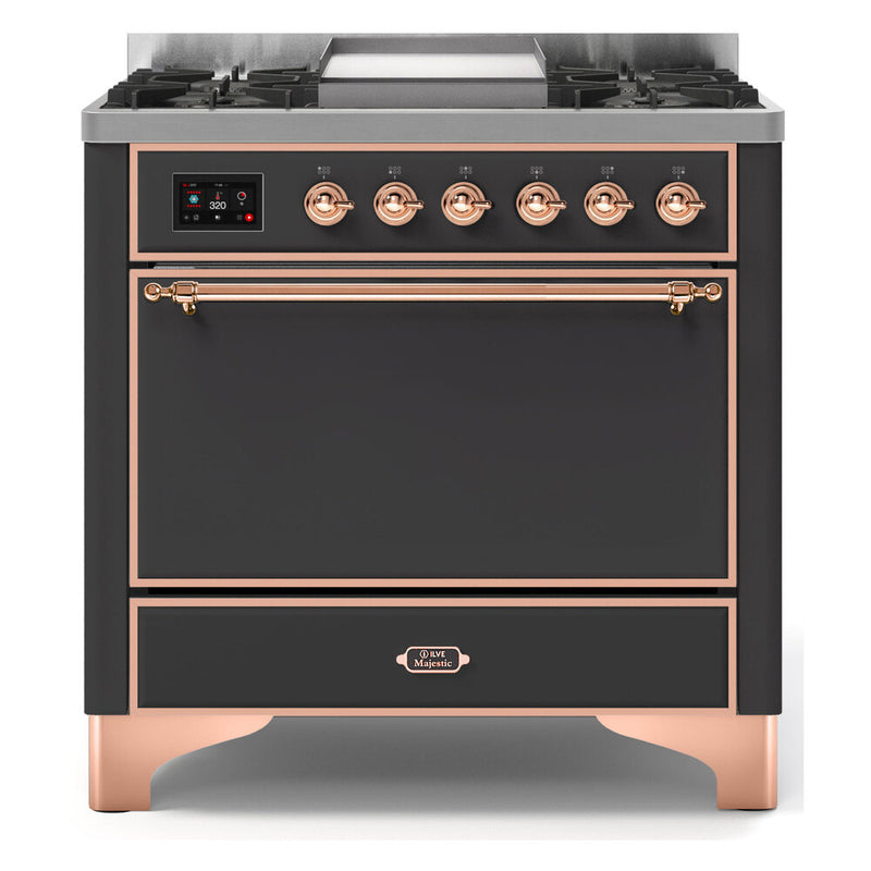 ILVE UM09FDQNS3MGP Majestic II 36 in. Dual Fuel Range in Graphite Matte