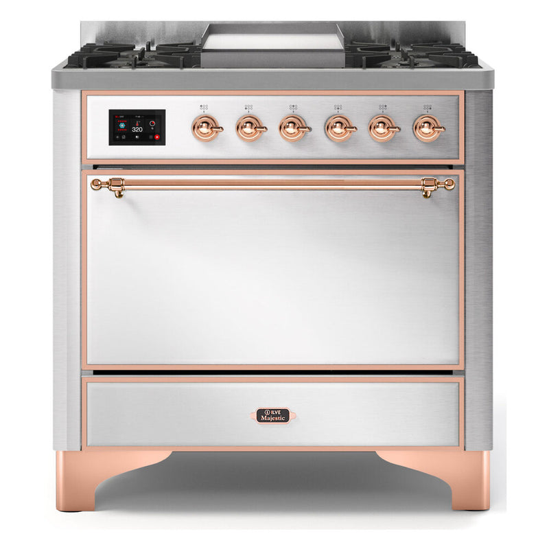 ILVE UM09FDQNS3SSP Majestic II 36 in. Dual Fuel Range in Stainless Steel