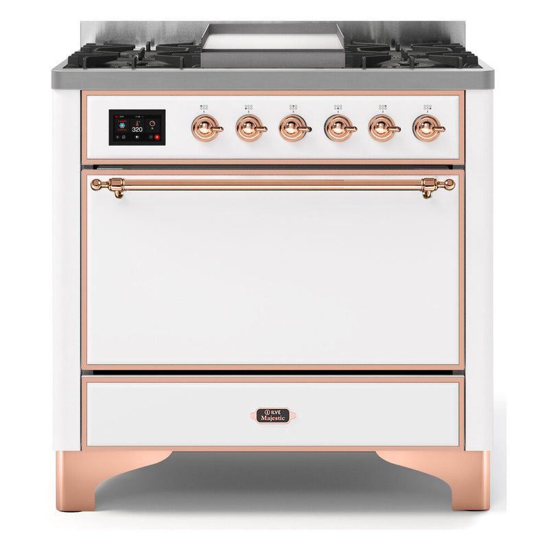 ILVE UM09FDQNS3WHP Majestic II 36 in. Dual Fuel Range in White
