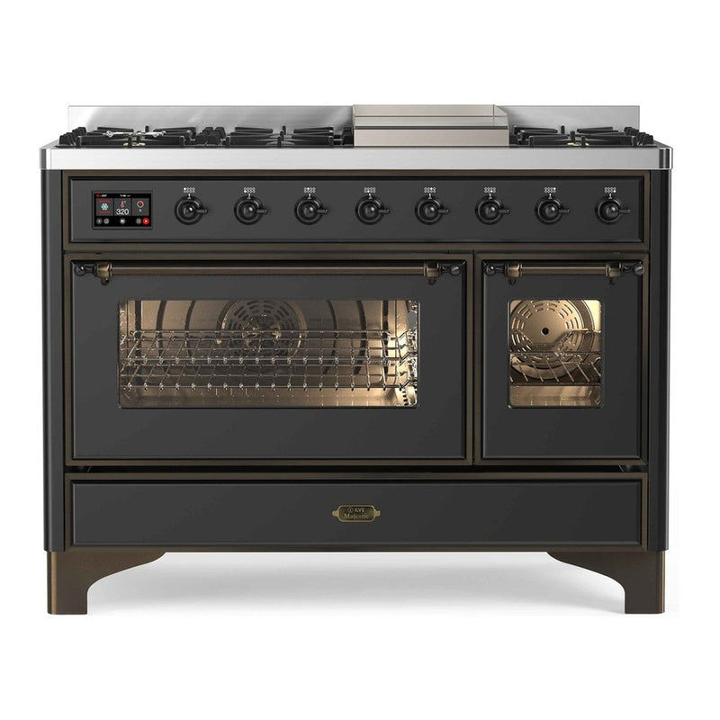 ILVE UM12FDNS3MGB Majestic II 48 in. Dual Fuel Range in Graphite Matte