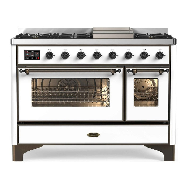 ILVE UM12FDNS3WHB Majestic II 48 in. Dual Fuel Range in White