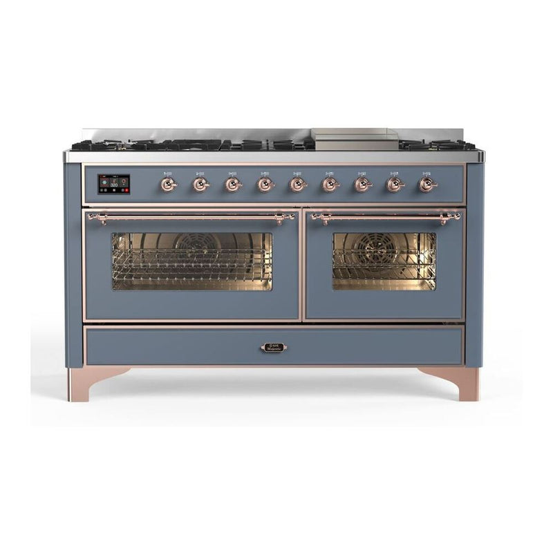 ILVE UM15FDNS3BGPLP Majestic 60 in. Dual Fuel Range in Blue Grey