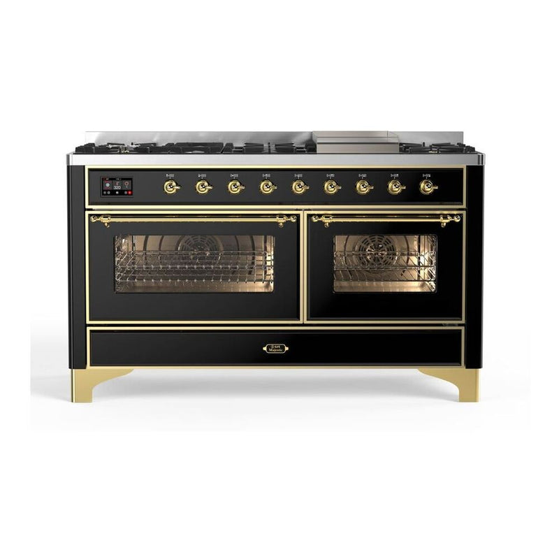 ILVE UM15FDNS3BKG Majestic 60 in. Dual Fuel Range in Glossy Black