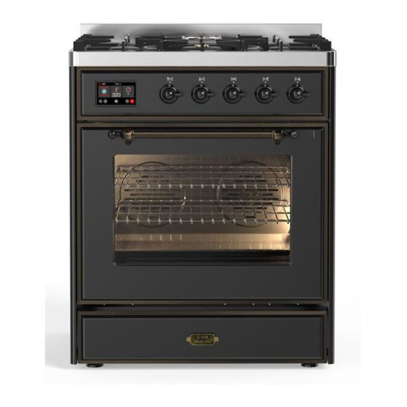ILVE UM30DNE3MGB Majestic II 30 in. Dual Fuel Range in Graphite Matte