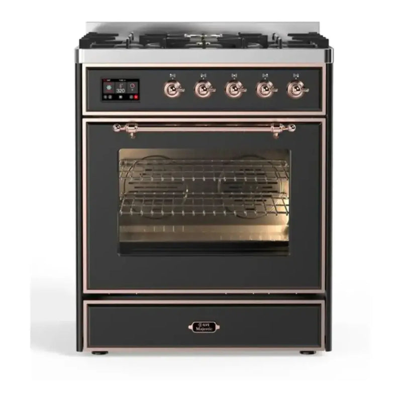 ILVE UM30DNE3MGP Majestic II 30 in. Dual Fuel Range in Graphite Matte