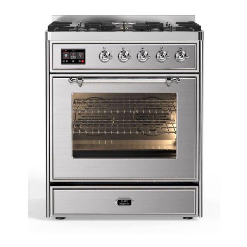 ILVE UM30DNE3SSC Majestic II 30 in. Dual Fuel Range in Stainless Steel
