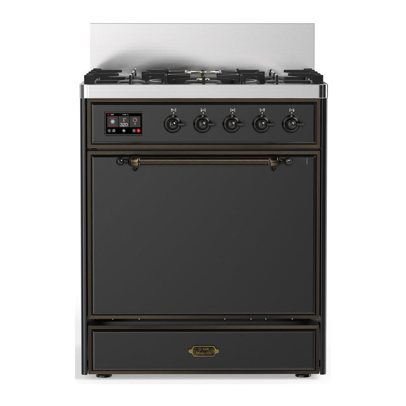 ILVE UM30QNR3MGBLP Majestic III 30" Dual Fuel Range in Graphite Matte/Burnished
