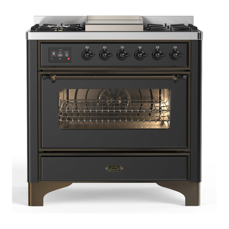 ILVE UM36FNR3MGBLP Majestic 36 in. Dual Fuel Range in Graphite Matte