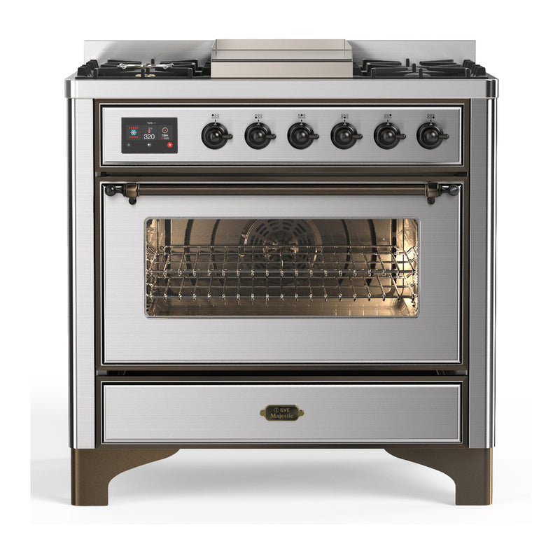 ILVE UM36FNR3SSB Majestic III 36 in. Dual Fuel Range in Stainless Steel