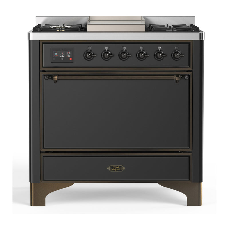 ILVE UM36FQNR3MGB Majestic III 36 in. Dual Fuel Range in Graphite Matte