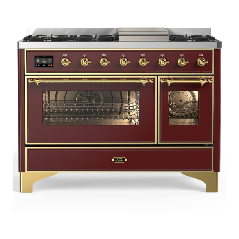 ILVE UM48FNR3BUG Majestic 48 in. Dual Fuel Range in Burgundy