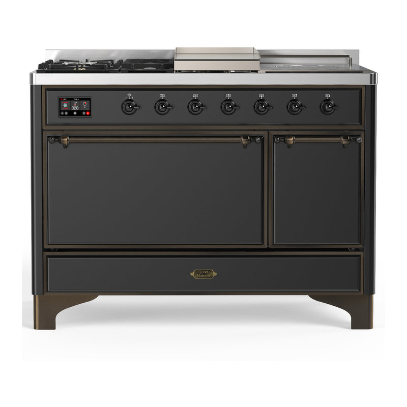 ILVE UM48FSQNR3MGBLP Majestic 48 in. Dual Fuel Range in Graphite Matte