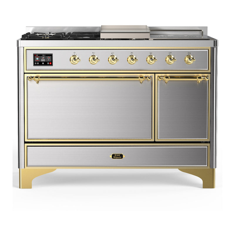 ILVE UM48FSQNR3SSG Majestic 48 in. Dual Fuel Range in Stainless Steel