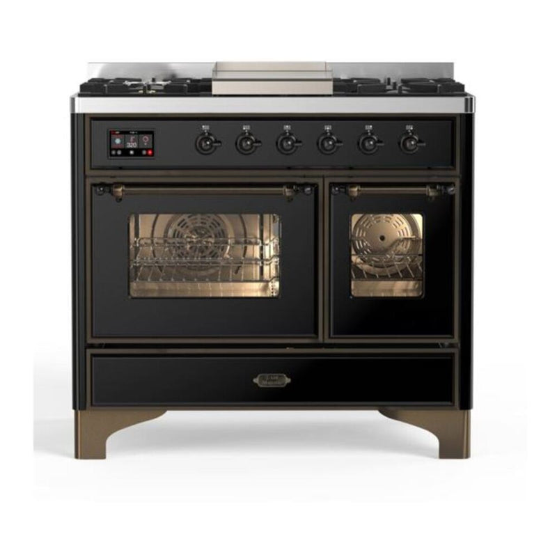 ILVE UMD10FDNS3BKB Majestic II 40 in. Dual Fuel Range in Glossy Black
