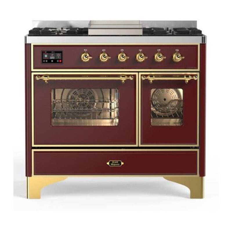 ILVE UMD10FDNS3BUG Majestic II 40 in. Dual Fuel Range in Burgundy