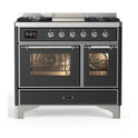 ILVE UMD10FDNS3MGC Majestic II 40 inch Dual Fuel Range with 6 Burners, Griddle (Natural Gas, Triple Glass Door, Graphite Matte, Chrome)