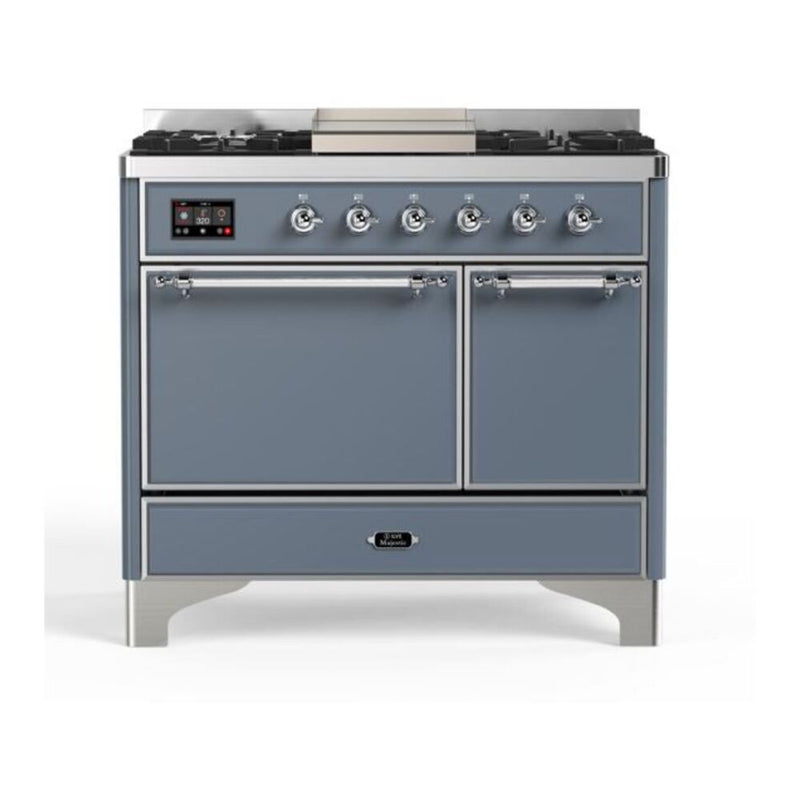 ILVE UMD10FDQNS3BGCLP Majestic II 40 in. Dual Fuel Range in Blue Grey