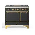 ILVE UMD10FDQNS3MGG Majestic II 40 inch Dual Fuel Range with 6 Burners, Griddle (Natural Gas, Solid Door, Graphite Matte, Brass)
