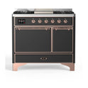 ILVE UMD10FDQNS3MGP Majestic II 40 inch Dual Fuel Range with 6 Burners, Griddle (Natural Gas, Solid Door, Graphite Matte, Copper)