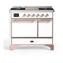 ILVE UMD10FDQNS3WHP Majestic II 40 inch Dual Fuel Range with 6 Burners, Griddle (Natural Gas, Solid Door, White, Copper)