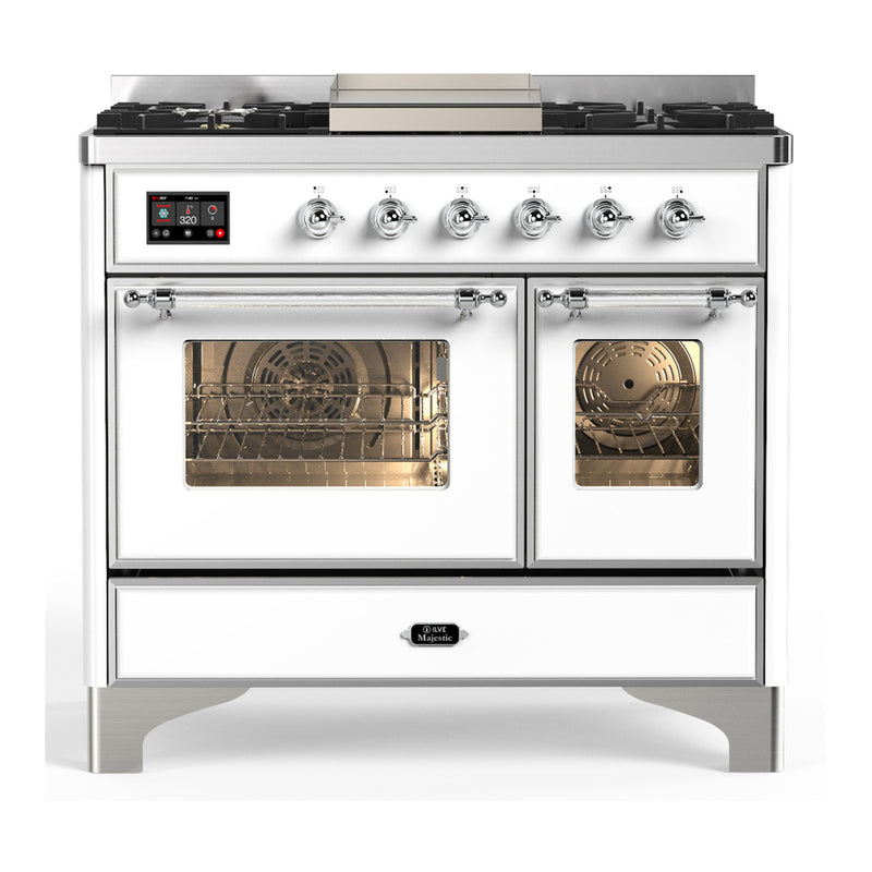 ILVE UMD40FNR3WHC Majestic III 40 in. Dual Fuel Range in White