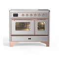 ILVE UMDI10NS3SSP Majestic II 40 inch Induction Range with 6 Elements, Booster Function, Bridge Control, Residual Heat Indicator (Triple Glass Door, Stainless Steel, Copper)