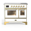 ILVE UMDI10NS3WHG Majestic II 40 inch Induction Range with 6 Elements, Booster Function, Bridge Control, Residual Heat Indicator (Triple Glass Door, White, Brass)