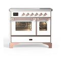 ILVE UMDI10NS3WHP Majestic II 40 inch Induction Range with 6 Elements, Booster Function, Bridge Control, Residual Heat Indicator (Triple Glass Door, White, Copper)