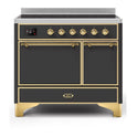 ILVE UMDI10QNS3MGG Majestic II 40 inch Induction Range with 6 Elements, Booster Function, Bridge Control, Residual Heat Indicator (Solid Door, Graphite Matte, Brass)